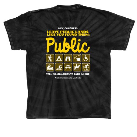 Keep Public Lands Public, a Black Classic Tie Dye Tee