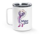 Whip It Good Travel Mug, a White Stainless Steel Travel Mug (back-view)