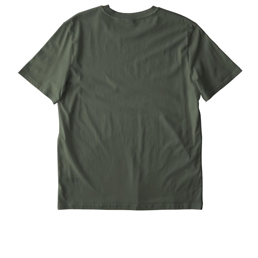 the *i love it!!!* tee, a Khaki Green Stanley/Stella Unisex Creator 2.0 Tee (back-view)