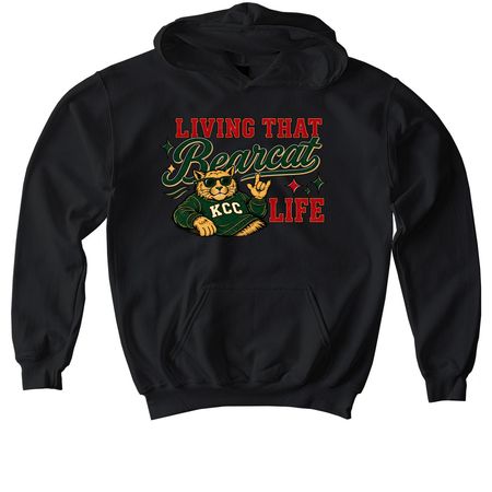 Living That Bearcat Life, a Black Softstyle Youth Pullover Hoodie