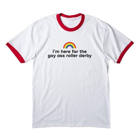 Roller Derby!, a White/ Red Cotton Ringer Tee