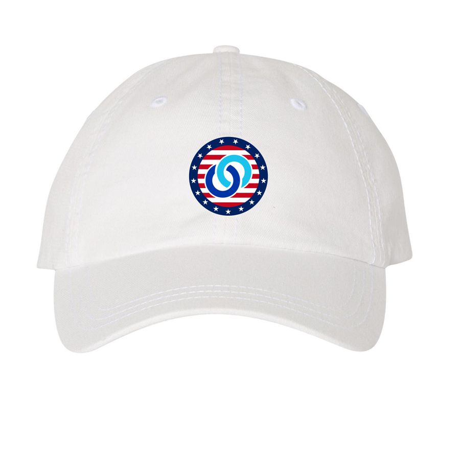 America 250 Foundation Hat, a White Printed Pigment Dye Baseball Cap