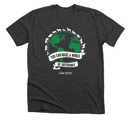 Make a World of Difference!, a Dark Grey Heather Premium Unisex Tee