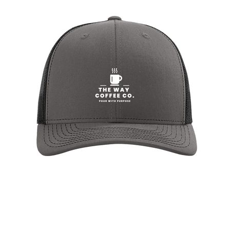 Trucker Hat, a Charcoal/ Black Printed Snapback Trucker Cap