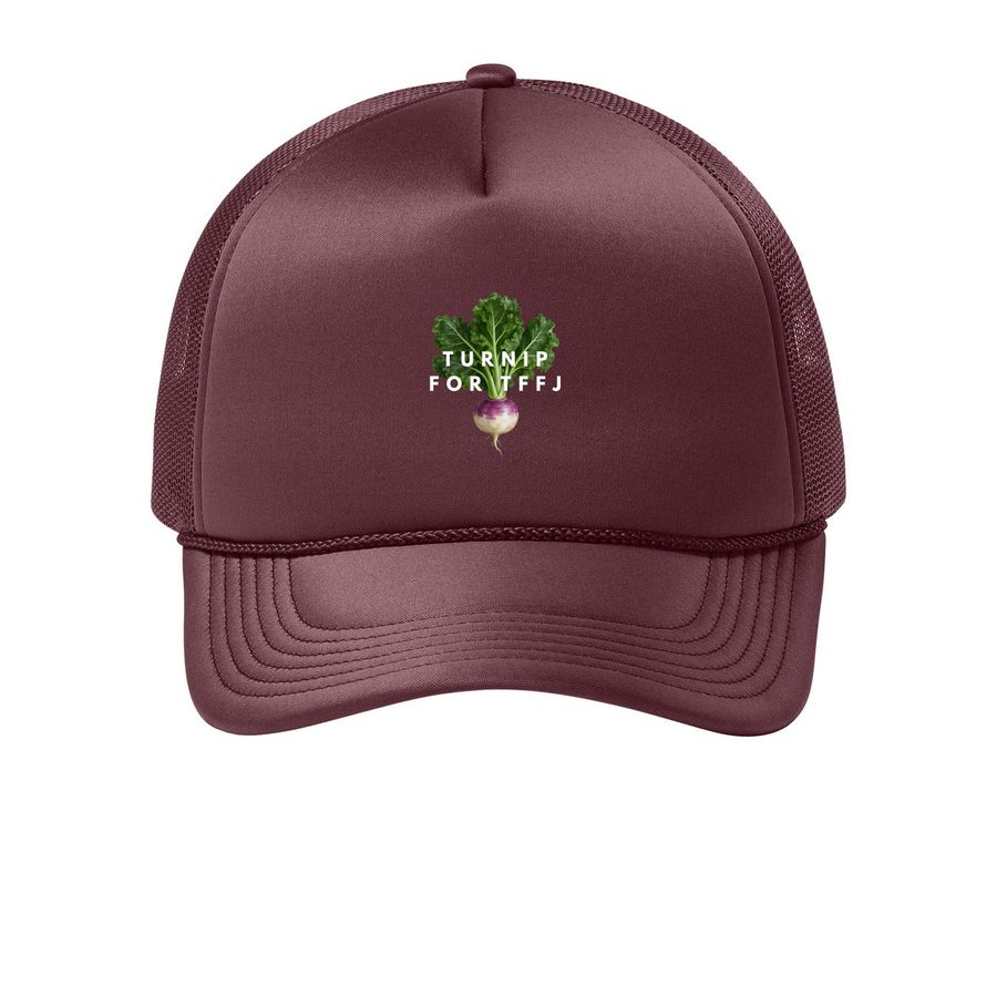 Turnip For TFFJ, a Maroon Printed Foam Trucker Hat