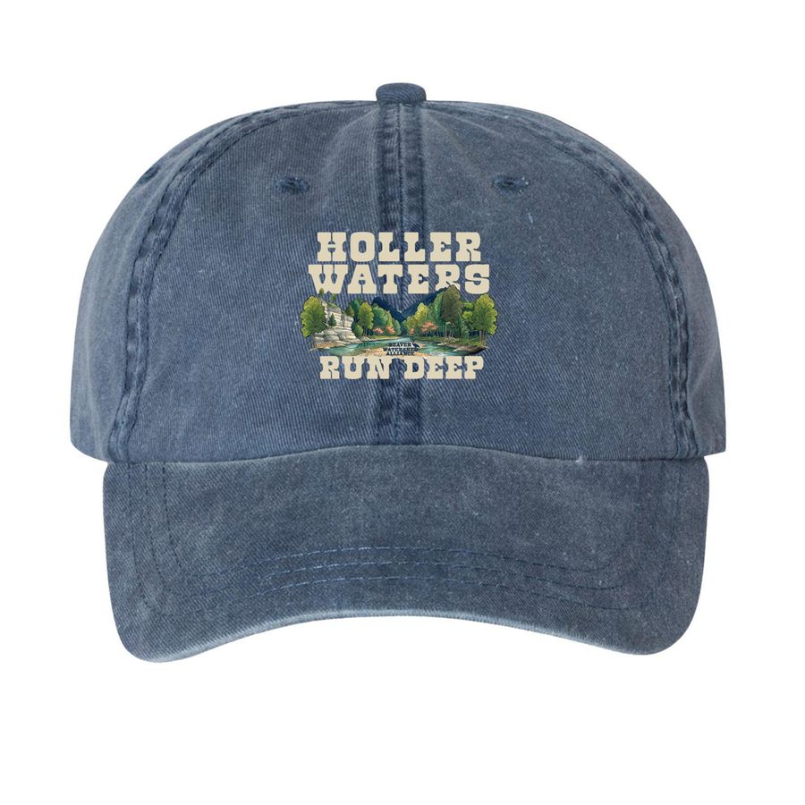 Ozark Hollers, a Navy Printed Pigment Dye Baseball Cap
