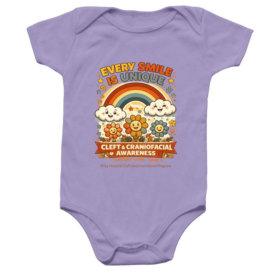 Cleft and Craniofacial Awareness, a Lavender Infant Onesie