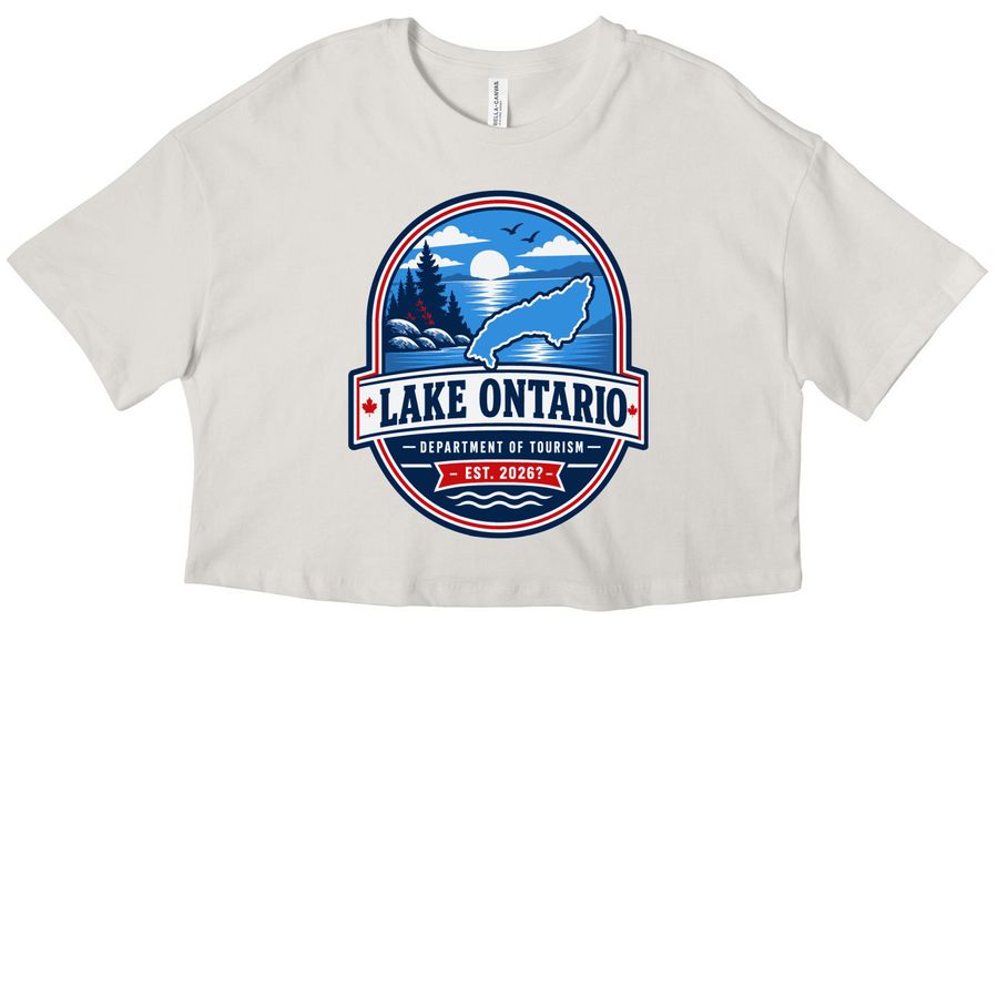 Lake Ontario Shirt, a Vintage White Women?s Cropped Cotton Tee