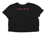 OPS Cropped Competition Tee (Pink), a Black Women?s Flowy Cropped Tee (back-view)