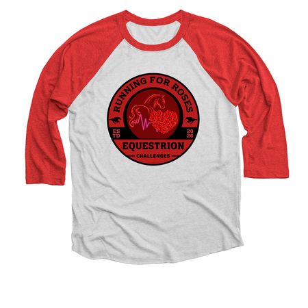Roses Logo 1, a Red and Heather White 3/4 Sleeve Baseball Tee