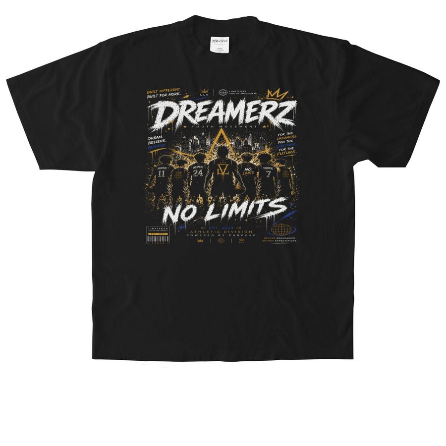 DREAMERZ?: NO LIMITS, a Black Heavyweight Garment Dye Tee
