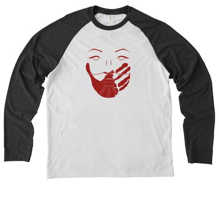 Handprint by Dustin Newman, a Space Black/ Bright White Allmade Eco Triblend Colorblock Raglan Long Sleeve Tee