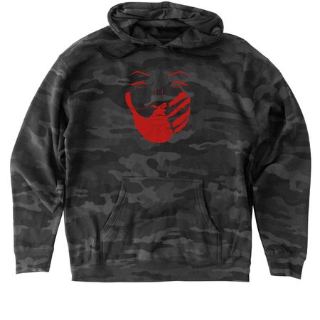 Handprint by Dustin Newman, a Black Camo Heavyweight Camo Pullover Hoodie
