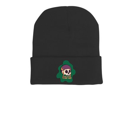 Halloween Skull Hat, a Black Printed Cuffed Beanie