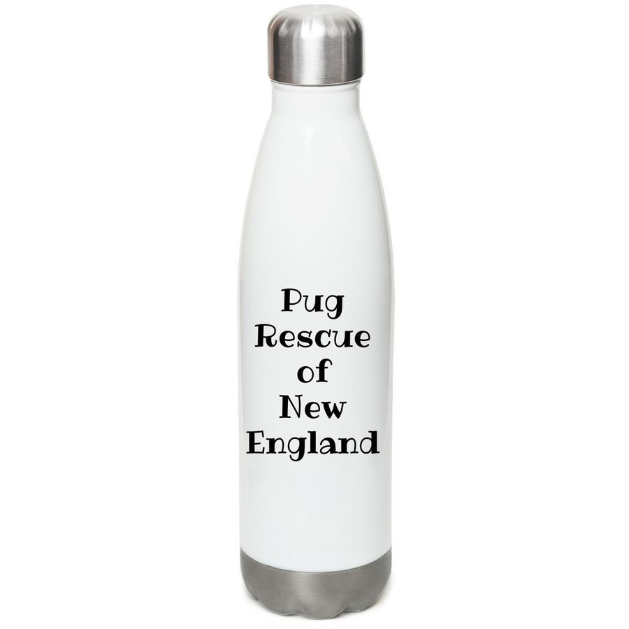 Sip and Support PRoNE, a White Stainless Steel Water Bottle (back-view)