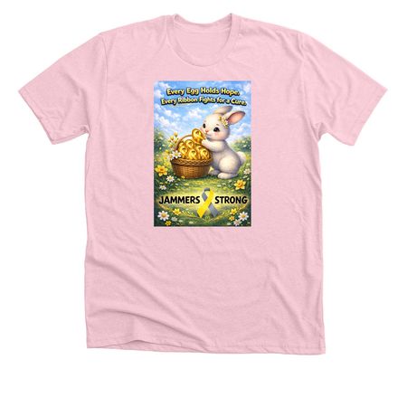 Hop to find a cure. Lets hunt for a cure together, a Heather Pink Premium Unisex Tee