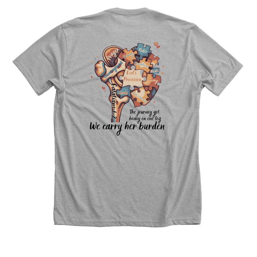 Let's Carry This Burden Together, a Athletic Heather Premium Unisex Tee (back-view)