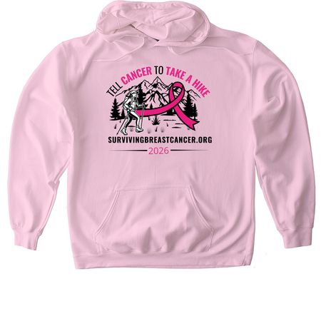 Tell Cancer To Take A Hike 2026 Pink Ribbon&nbsp;, a Light Pink Gildan Softstyle Pullover Hoodie