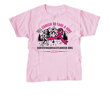 Tell Cancer To Take A Hike 2026 Pink Ribbon&nbsp;, a Light Pink Youth Unisex Tee