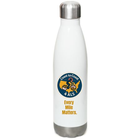 Every Mile Matters C2C4ALS Water Bottle, a White Stainless Steel Water Bottle