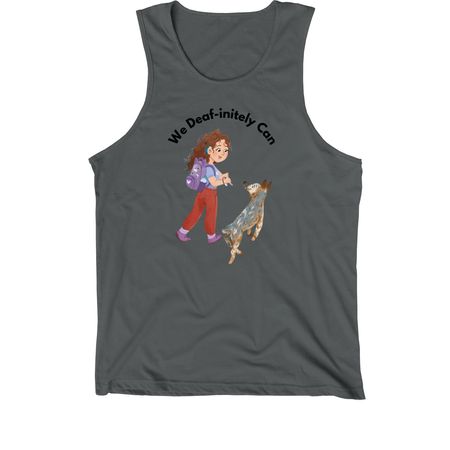 We Deaf-initely Can, a Dark Grey Premium Cotton Tank