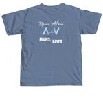 Never Alone, a Blue Jean Comfort Colors Unisex Tee (back-view)