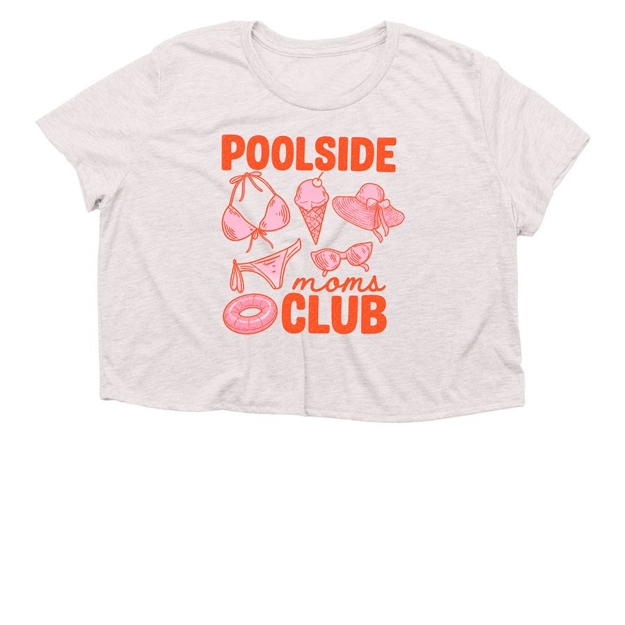 Poolside Moms Club, a Heather Dust Women?s Flowy Cropped Tee