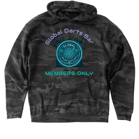 Get your Darts Bar Gear, a Black Camo Heavyweight Camo Pullover Hoodie