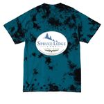 Spruce ledge ROUND 3, a Black/ Teal Crystal Tie Dye Tee (back-view)