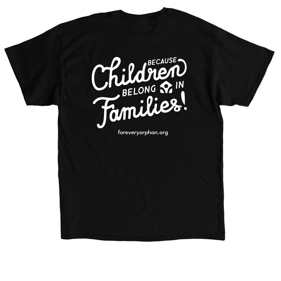 For Every Orphan - White Text, a Black Classic Unisex Tee (back-view)