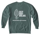 Deep Root Friends and Family, a Blue Spruce Comfort Colors Crewneck Sweatshirt (back-view)