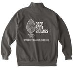Deep Root Friends and Family, a Pepper Comfort Colors Quarter Zip Pullover (back-view)