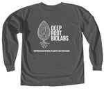 Deep Root Friends and Family, a Pepper Comfort Colors Long Sleeve Tee (back-view)