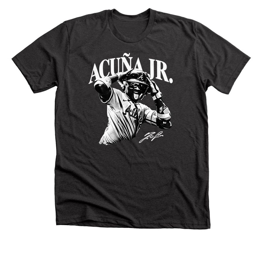 &nbsp;"Ronald Acuna Jr. Atlanta Baseball Vintage T, a Dark Grey Heather Premium Unisex Tee