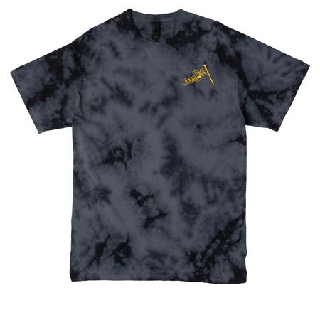 Tie Dye Flag N' Badge, a Black Crystal Tie Dye Tee
