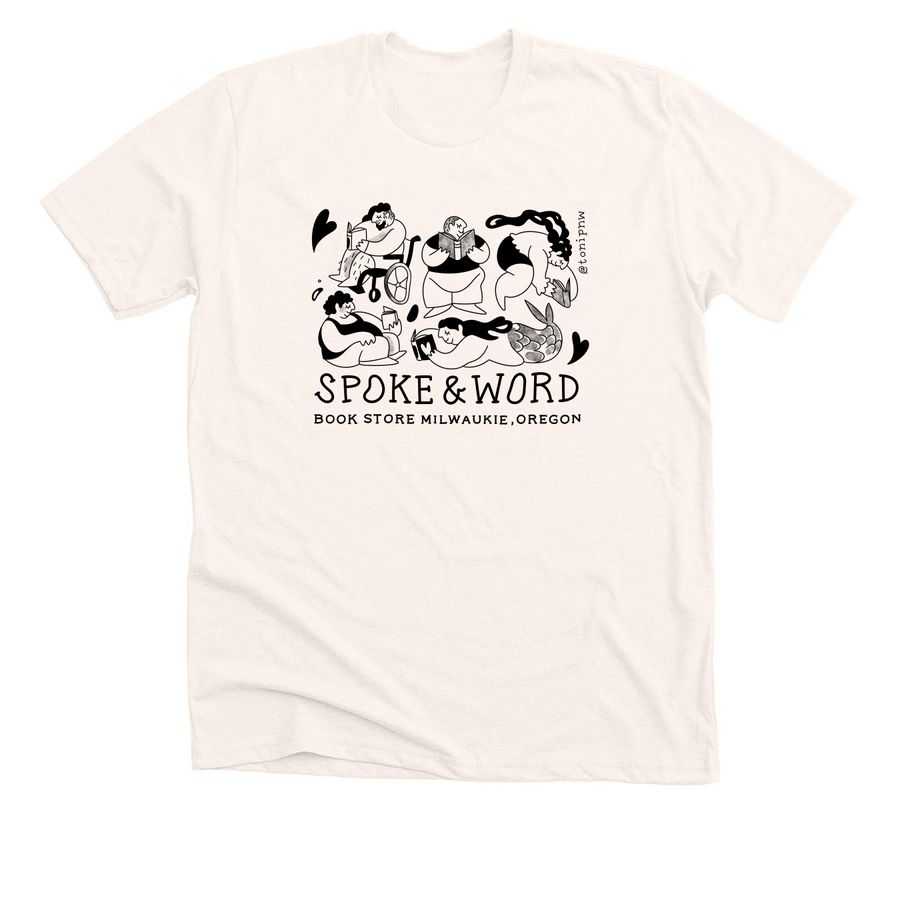 Spoke & Word Books Reading Community Merch, a Heather Natural Premium Unisex Tee