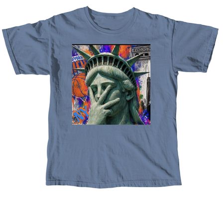 Statue of liberty throwing up 3s&nbsp;, a Blue Jean Comfort Colors Unisex Tee