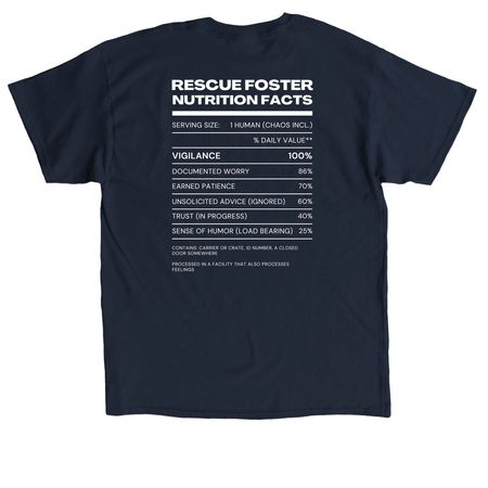 Nutrition Facts: Foster Animal Parent, a Navy Classic Unisex Tee (back-view)