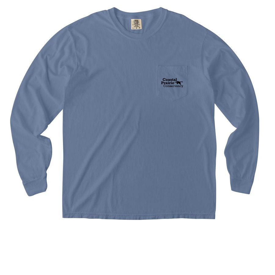 Limited Edition: White-Water Lily Shirt Back, a Blue Jean Comfort Colors Long Sleeve Pocket Tee