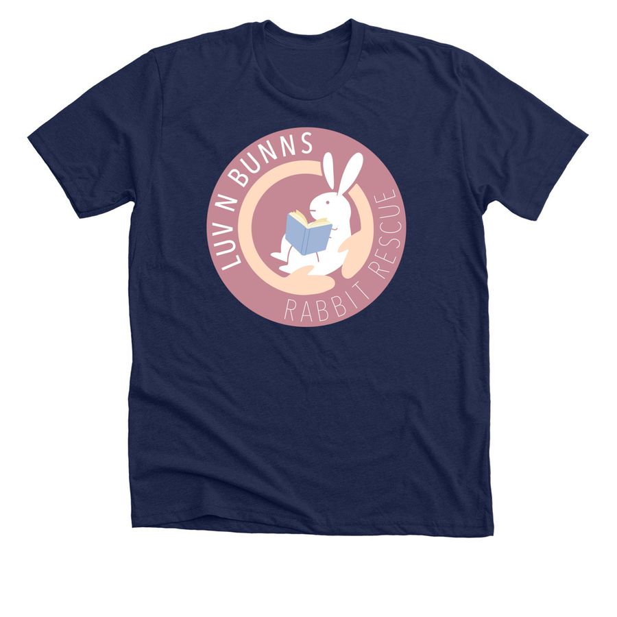 Luv-N-Bunns book logo, a Solid Navy Blend Premium Unisex Tee