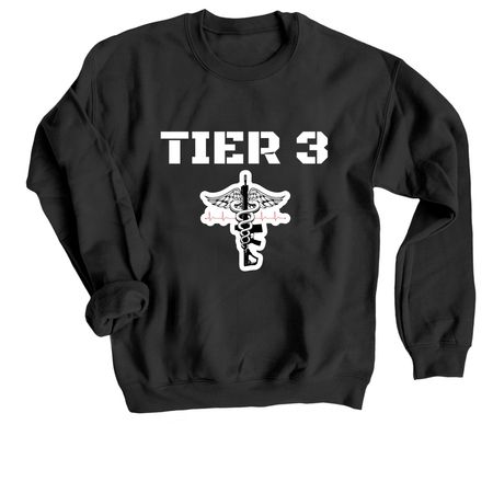 Tier 3, a Black Crewneck Sweatshirt