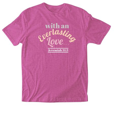 Jeremiah 31:3 Inspirational Apparel, a Heather Berry Softstyle Cotton Tee