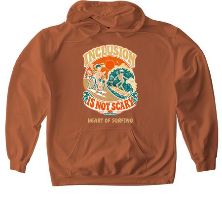 Heart of Surfing-Inclusion Skeletons (Retro), a Texas Orange Softstyle Pullover Hoodie