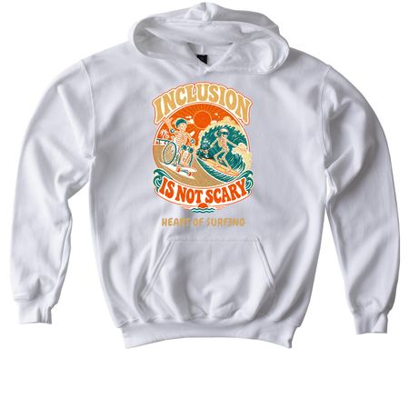 Heart of Surfing-Inclusion Skeletons (Retro), a White Softstyle Youth Pullover Hoodie