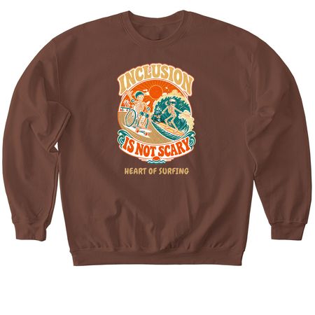 Heart of Surfing-Inclusion Skeletons (Retro), a Cocoa Softstyle Crewneck Sweatshirt