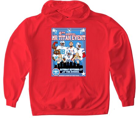6th Annual &nbsp;Mr. Titan Event Shirt&nbsp;, a Red Gildan Softstyle Pullover Hoodie