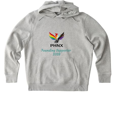 PHNX Clinic Founding Supporter, a Heather Grey Stanley/Stella Unisex Cruiser 2.0 Pullover Hoodie