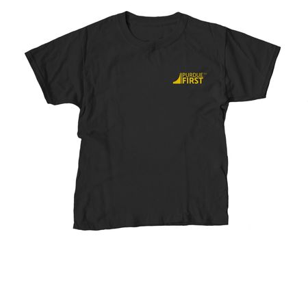 Purdue FIRST Corner Logo, a Black Youth Unisex Tee