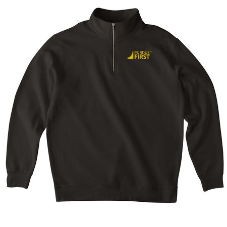 Purdue FIRST Corner Logo, a Black Midweight Quarter Zip Pullover