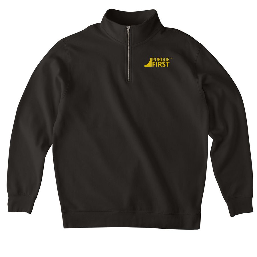 Purdue FIRST Corner Logo, a Black Midweight Quarter Zip Pullover